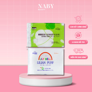 Bông tẩy trang Lily Bell Extra Thin Facial Puff cotton xanh 240 miếng & Lilian Puff cotton trắng 222 miếng DHC