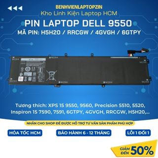PIN LAPTOP DELL XPS 15 9550 9560, Precision 5510 5520, Inspiron 15 7590 7591 6GTPY 4GVGH RRCGW H5H20 - BH LỖI 1 ĐỔI 1