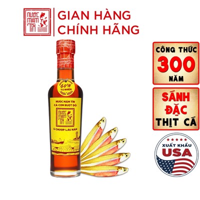 01 Chai Nước Mắm Tĩn Cá Cơm Ruột Đỏ Độ Đạm 60N Chai Thuỷ Tinh 250ml Nước Mắm Truyền Thống Sạch