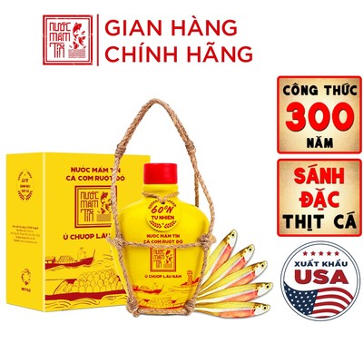 01 Tĩn gốm Nước mắm Tĩn cá cơm ruột đỏ 60N 250ml nguyên chất truyền thống không chất bảo quản