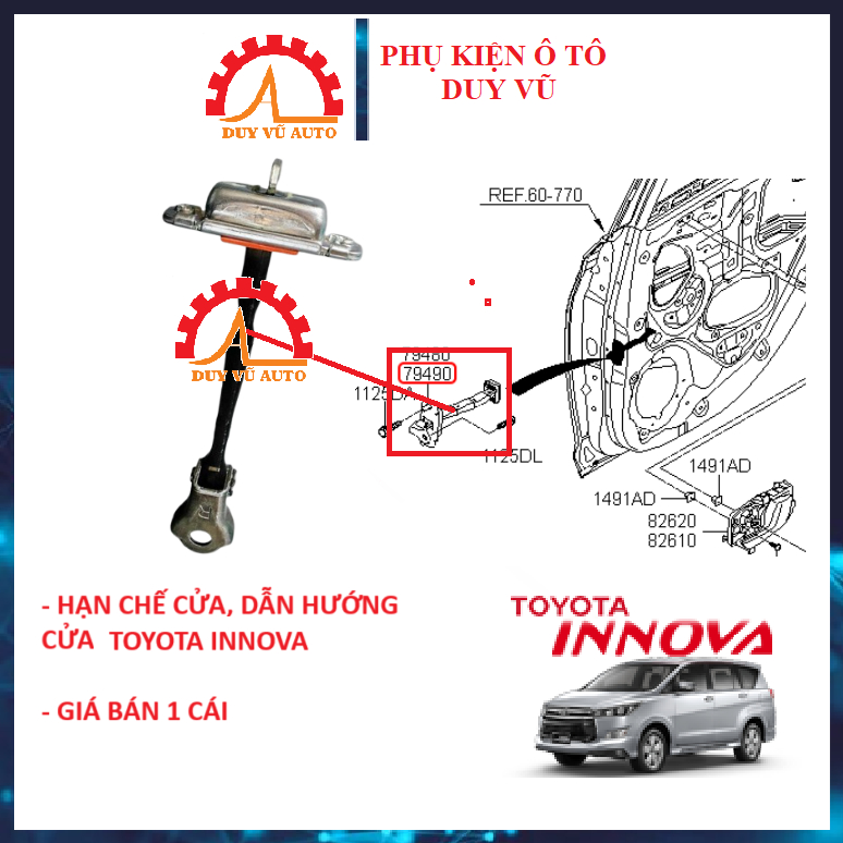TOYOTA INNOVA HẠN CHẾ CỬA INNOVA ĐỜI 2005-2015 THANH DẪN HƯỚNG CỬA INNOVA