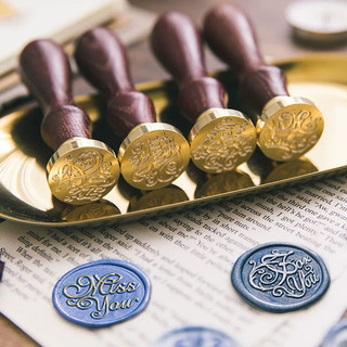 Combo Mặt Con Dấu Đồng Cao Cấp + Tay Cầm Bằng Gỗ Vintage Retro Đóng Sáp Sealing Wax Niêm Phong Thư Thank You Thiệp Cưới