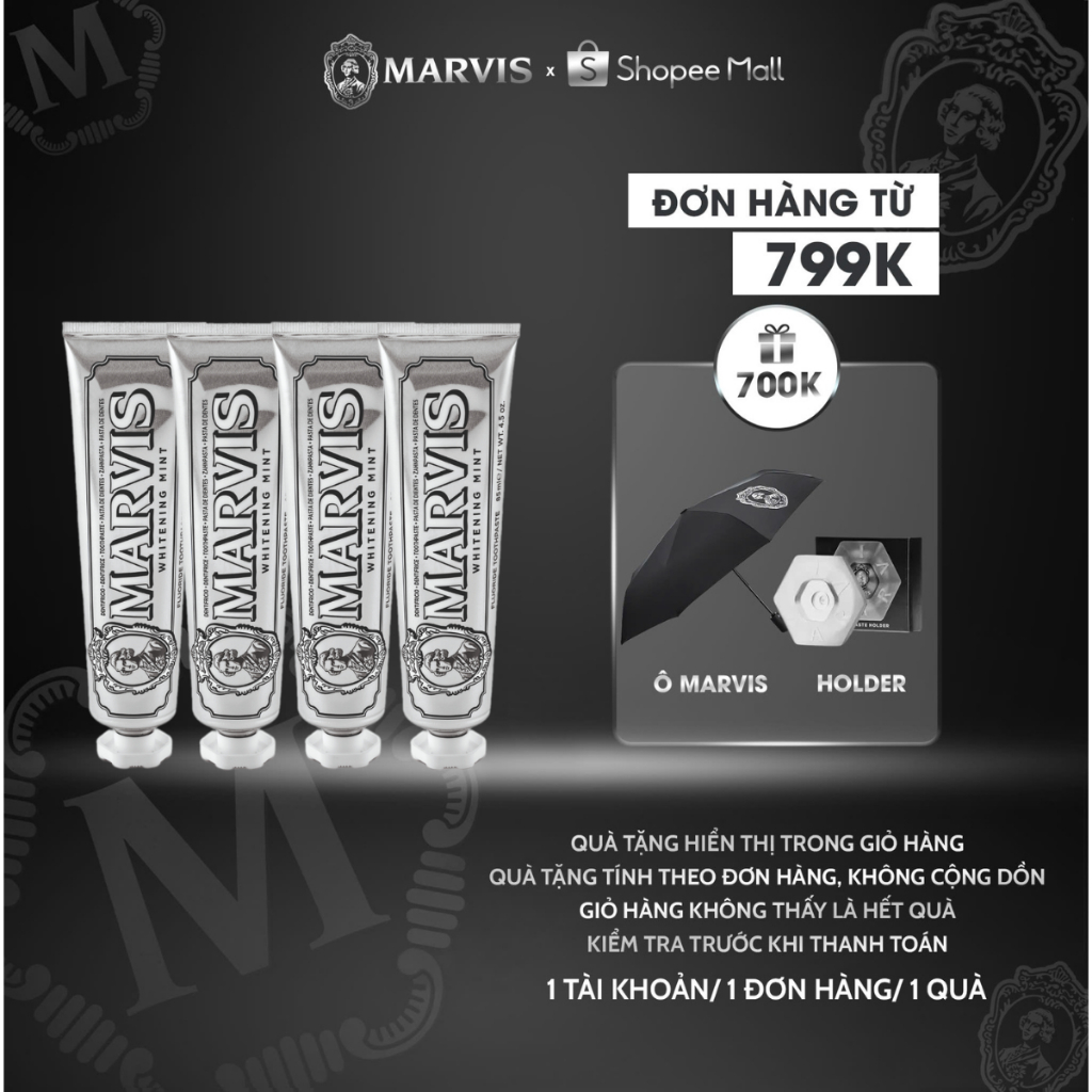 Combo 4 Kem Đánh Răng MARVIS Whitening Mint 85ML