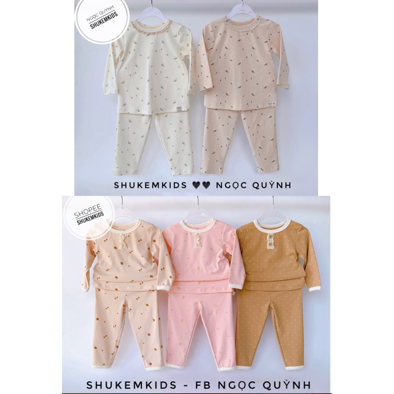 Embes Bộ bèo cổ bé gái thu đông hoạ tiết dễ thương