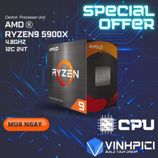 CPU AMD Ryzen 9 5900X ( 3.7GHz Boost 4.8GHz / 12 nhân 24 luồng / 64MB / AM4) [NEW]