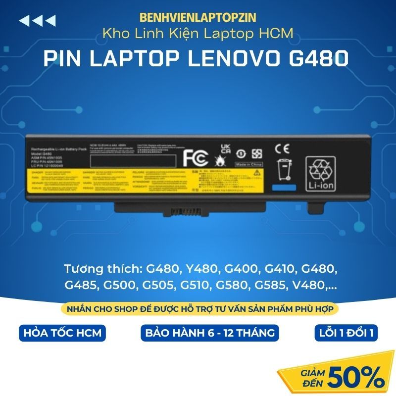 Pin Laptop LENOVO G480 Y480 G400 G410 G480 G485 G500 G505 G510 G580 G585 V480, Pin laptop thinkpad, 
