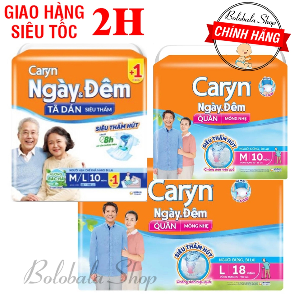 TÃ DÁN/ TÃ QUẦN người lớn Caryn ngày và đêm size M10/L10/M18/L18/XL18 miếng hương bạc hà - Caryn tiết kiệm