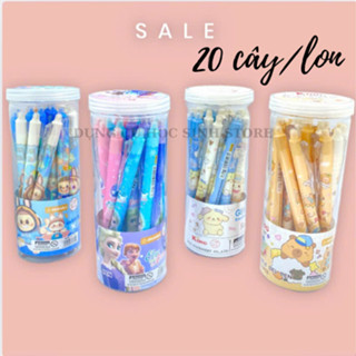 Lon 20 cây Bút Gel Bấm Xóa Được có hình Capybara, Labubu, Elsa ngòi 0.5 (Mực tím, xanh) Giao mẫu ngẫu nhiên