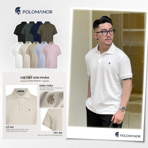 Áo polo nam BASIC SYMBOL vải cá sấu cotton interlock xuất xịn, thanh lịch, sang trọng - POLOMANOR