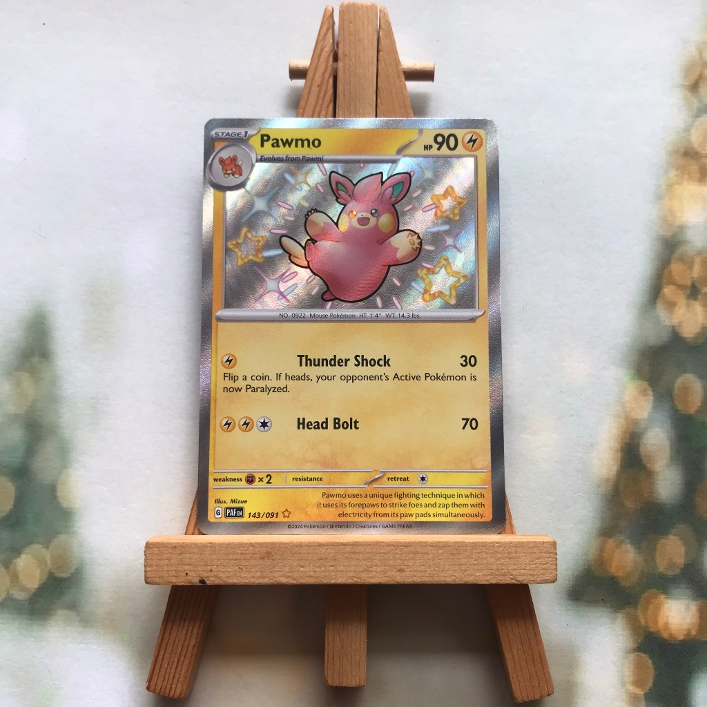 Thẻ hình Pokemon Pawmo 143/091 - Lá bài lẻ Paldean Fates Shiny Rare tiếng Anh