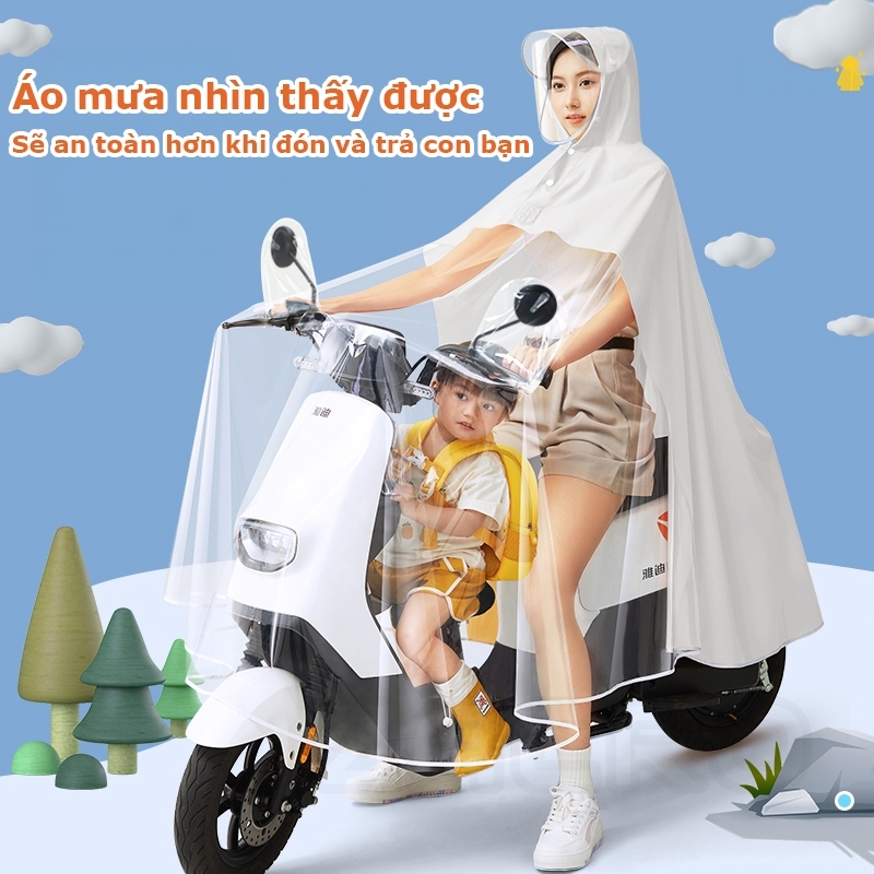 Áo Mưa Trong Suốt Cao Cấp Vải Chống Thấm Có Kính Chắn Bảo Vệ - Áo mưa đi xe máy áo mưa vải dù siêu n