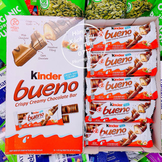 Bánh xốp socola nhân kem hạt dẻ Kinder Bueno Mỹ crispy creamy hazelnut chocolate bars hộp 890g (20 gói)