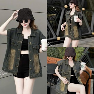  Áo Gile Jean Nữ Dáng Dài Phối Mài Cúc Đồng Hàng Qcl1 Có Size S M - Halinh Shop - Áo Jean Nữ Tay Hến Mài Túi Ngực 