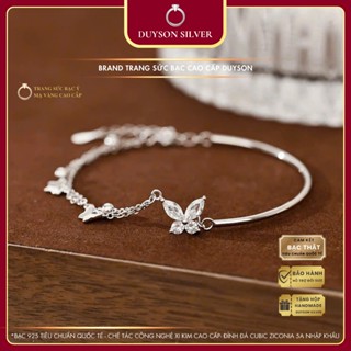 Lắc tay bạc nữ 925 kiềng nhỏ Duyson Silver, vòng tay hai dây charm Hồ Điệp đá lấp lánh [LTXK32]