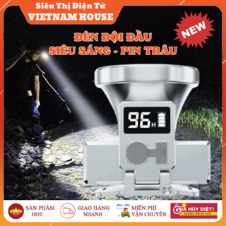 LOẠI 1 CHUẨN 2 PIN | ĐÈN PIN ĐỘI ĐẦU SIÊU SÁNG 135, CHIẾU XA 300M PIN SÁNG TRÊN 24H CÓ MÀN HÌNH LCD BÁO PIN, SẠC TYPE C