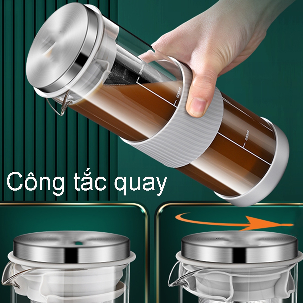 Sẵn sàng giao hang /Bình pha Cold brew Bình ủ cafe Cold brew 1000ml bình ủ coldbrew thủy tinh