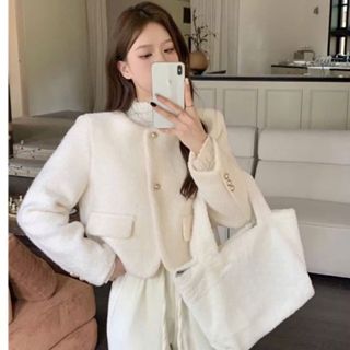 ( Hàng có trước tết)- Áo Dạ Tweed Cổ tròn LISASTORE Siêu Sang chảnh Phong Cách Hàn Quốc Siêu Hot