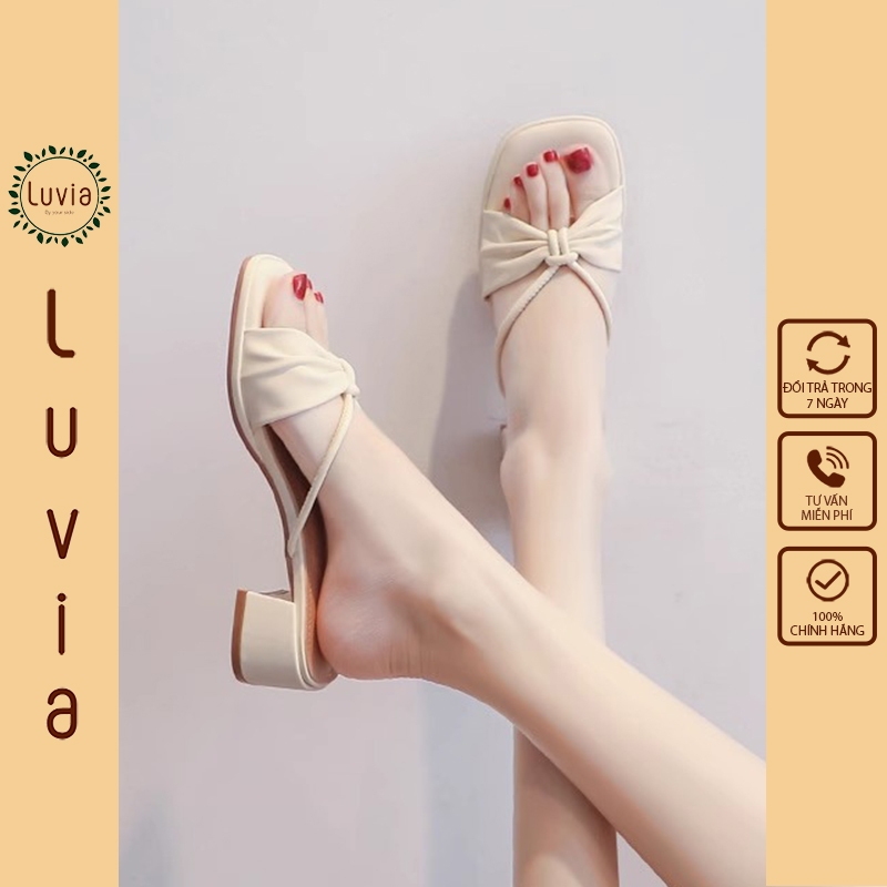 Giày cao gót 4 phân quai quai thắt nơ dễ thương Luvia 163CG