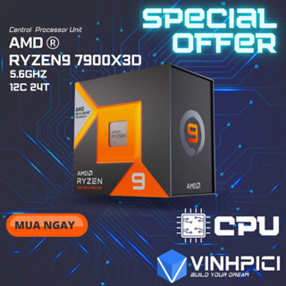 CPU AMD Ryzen 9 7900X3D ( 4.4GHz Boost 5.6GHz / 12 nhân 24 luồng / 140MB / AM5) [NEW]