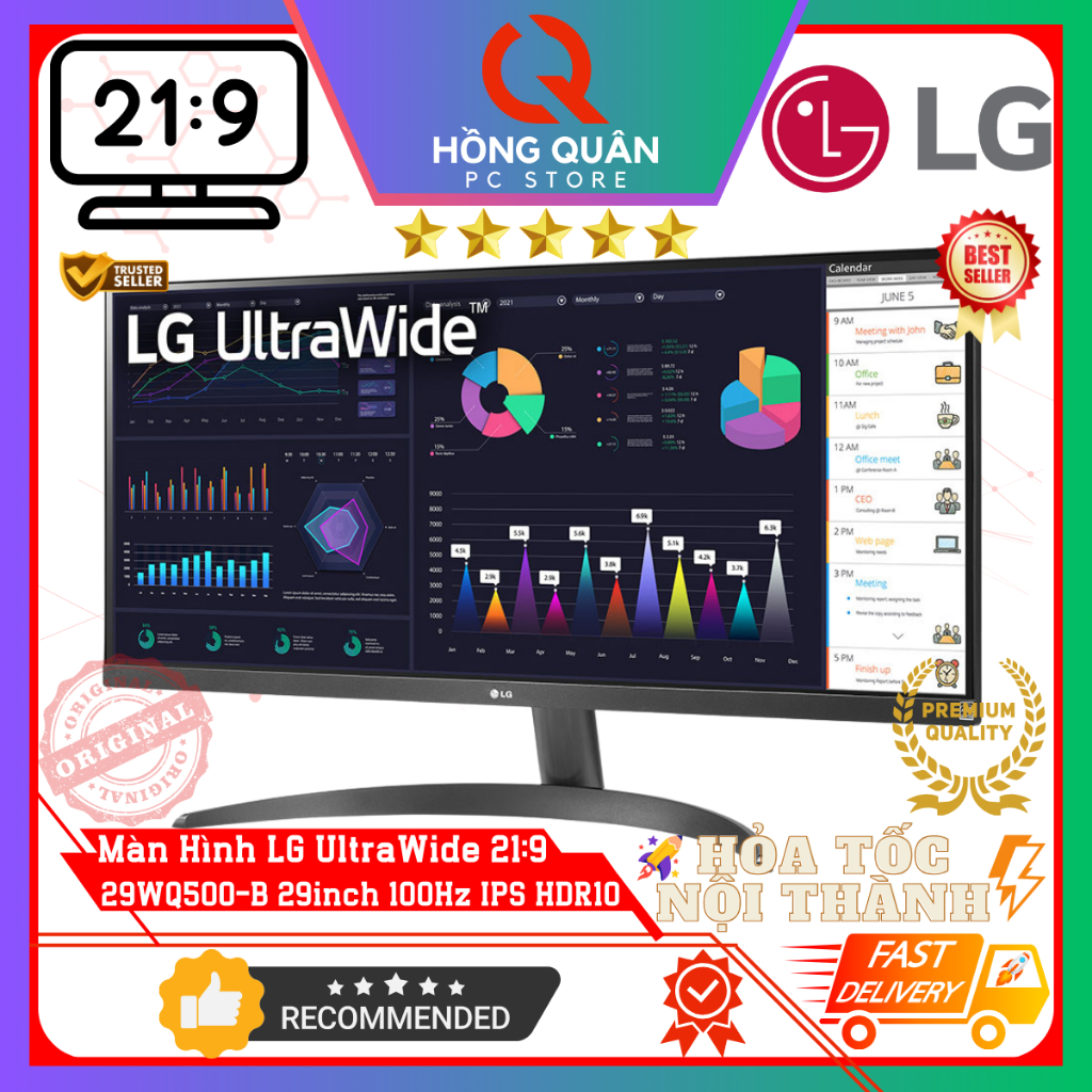 Màn Hình UltraWide LG 29WQ500-B 29inch IPS 100Hz HDR10 UWFHD 5ms 21:9 AMD FreeSync New - Hàng Chính Hãng Bảo Hành 2 Năm | BigBuy360 - bigbuy360.vn