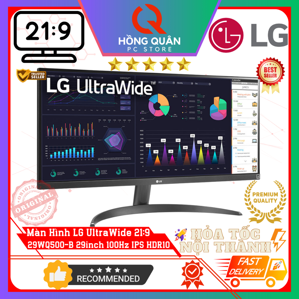 Màn Hình UltraWide LG 29WQ500-B 29inch IPS 100Hz HDR10 UWFHD 5ms 21:9 AMD FreeSync New - Hàng Chính Hãng Bảo Hành 2 Năm | BigBuy360 - bigbuy360.vn