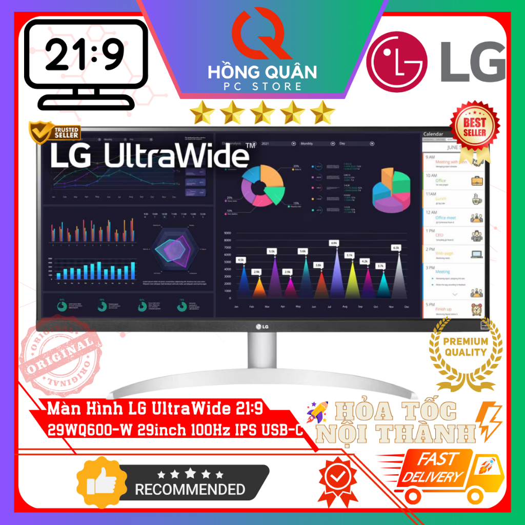 Màn hình UltraWide LG 29WQ600-W 29inch (UltraWide FHD/IPS/100Hz/5ms/sRGB 99%/HDR10/USB Type-C) New - Hàng Chính Hãng | BigBuy360 - bigbuy360.vn