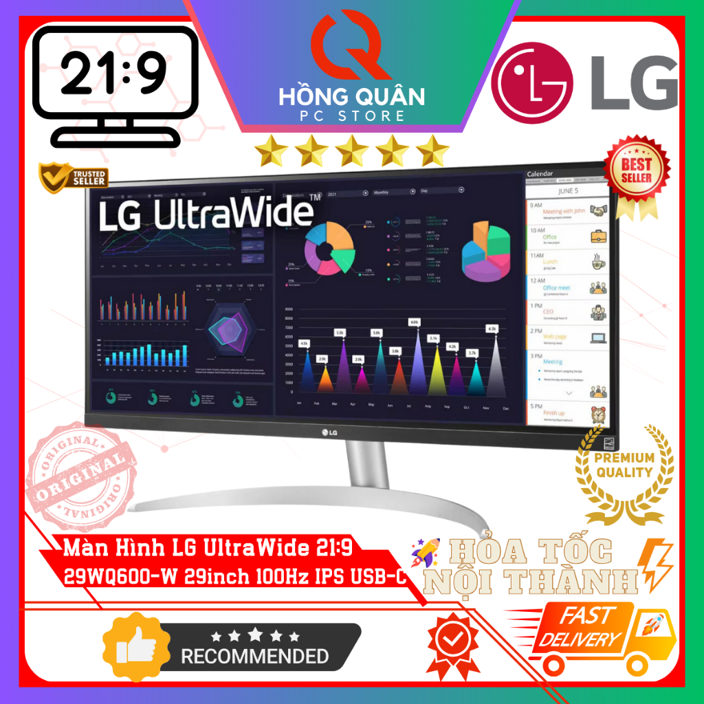 Màn hình UltraWide LG 29WQ600-W 29inch (UltraWide FHD/IPS/100Hz/5ms/sRGB 99%/HDR10/USB Type-C) New - Hàng Chính Hãng | BigBuy360 - bigbuy360.vn
