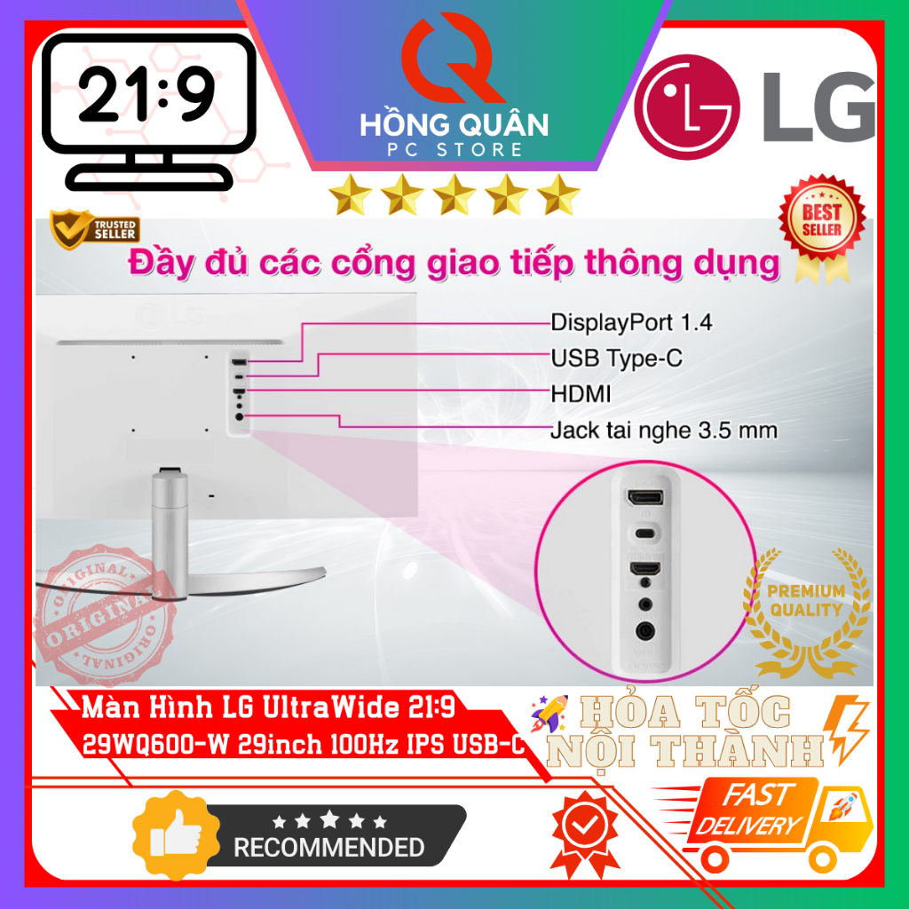 Màn hình UltraWide LG 29WQ600-W 29inch (UltraWide FHD/IPS/100Hz/5ms/sRGB 99%/HDR10/USB Type-C) New - Hàng Chính Hãng | BigBuy360 - bigbuy360.vn