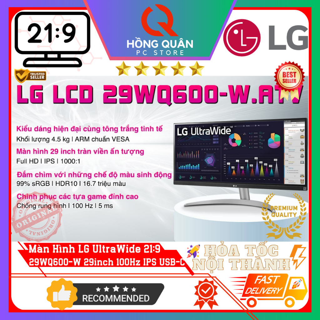 Màn hình UltraWide LG 29WQ600-W 29inch (UltraWide FHD/IPS/100Hz/5ms/sRGB 99%/HDR10/USB Type-C) New - Hàng Chính Hãng | BigBuy360 - bigbuy360.vn
