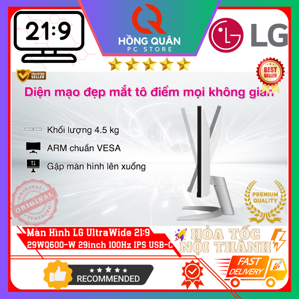 Màn hình UltraWide LG 29WQ600-W 29inch (UltraWide FHD/IPS/100Hz/5ms/sRGB 99%/HDR10/USB Type-C) New - Hàng Chính Hãng | BigBuy360 - bigbuy360.vn