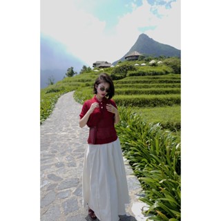 [ BOHEE ] Chân váy jean dài màu trắng - Cv89