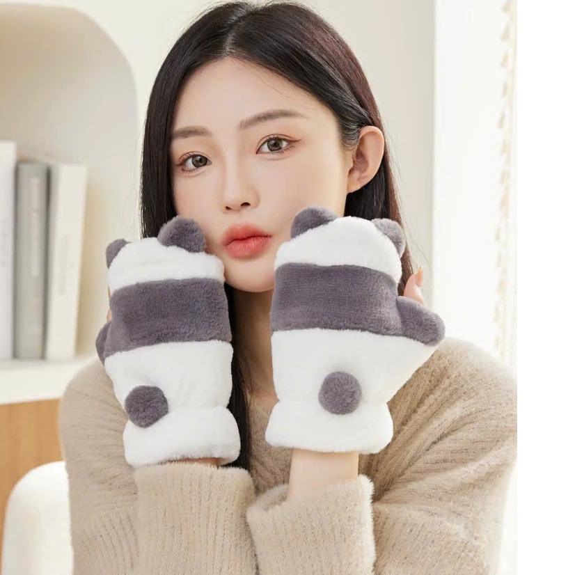 Găng tay nữ mùa đông MARY Găng len lông thú cute bao tay mùa đông đi phượt đi chơi giữ ấm tốt