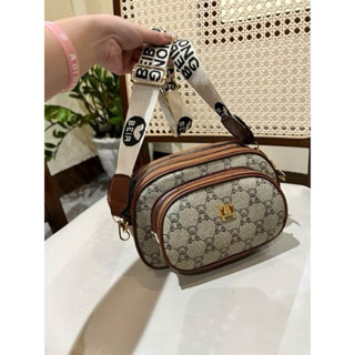 Túi ba ngăn in hình gấu cute size 20cm, dây đeo chéo bản to), túi đeo chéo nữ đo chơi, đi làm_Túi xách Linh Khuê