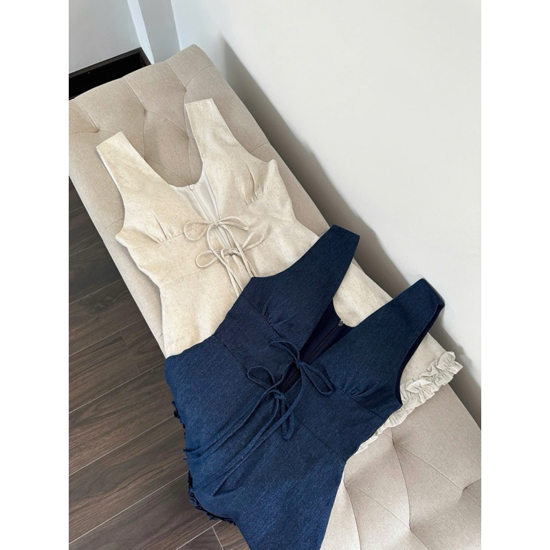 HÀNG CHÍNH CHỦ - GORGEOUS - Đầm Cổ V Thắt Nơ Phối Bèo - ELLA DRESS