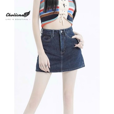Quần đùi jeans nữ giả váy Chollima VAY506 Basic - quần váy ngắn form chữ A phong cách hàn quốc