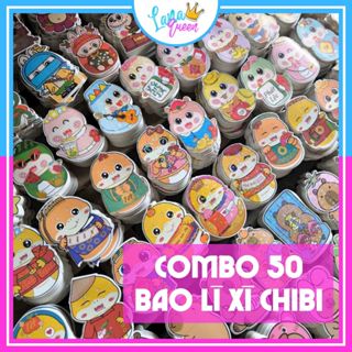 Combo 50 bao lì xì chibi chipi chi bi Rắn bé Na Labubu Capybara phản quang Tết Ất Tỵ 2025 mẫu mới đẹp dễ thương