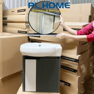 Bộ tủ chậu lavabo mini bằng nhôm không thấm nước, phù hợp không gian nhà tắm hẹp