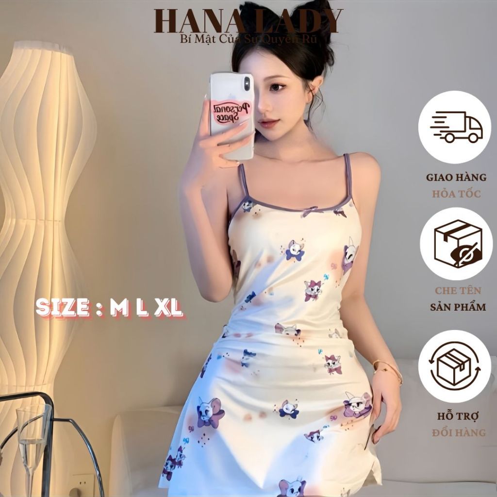 Váy Ngủ - Đầm Thun Mặc Nhà, Đi Chơi Họa Tiết Nàng Mèo Toodles Galore Dễ Thương VN596