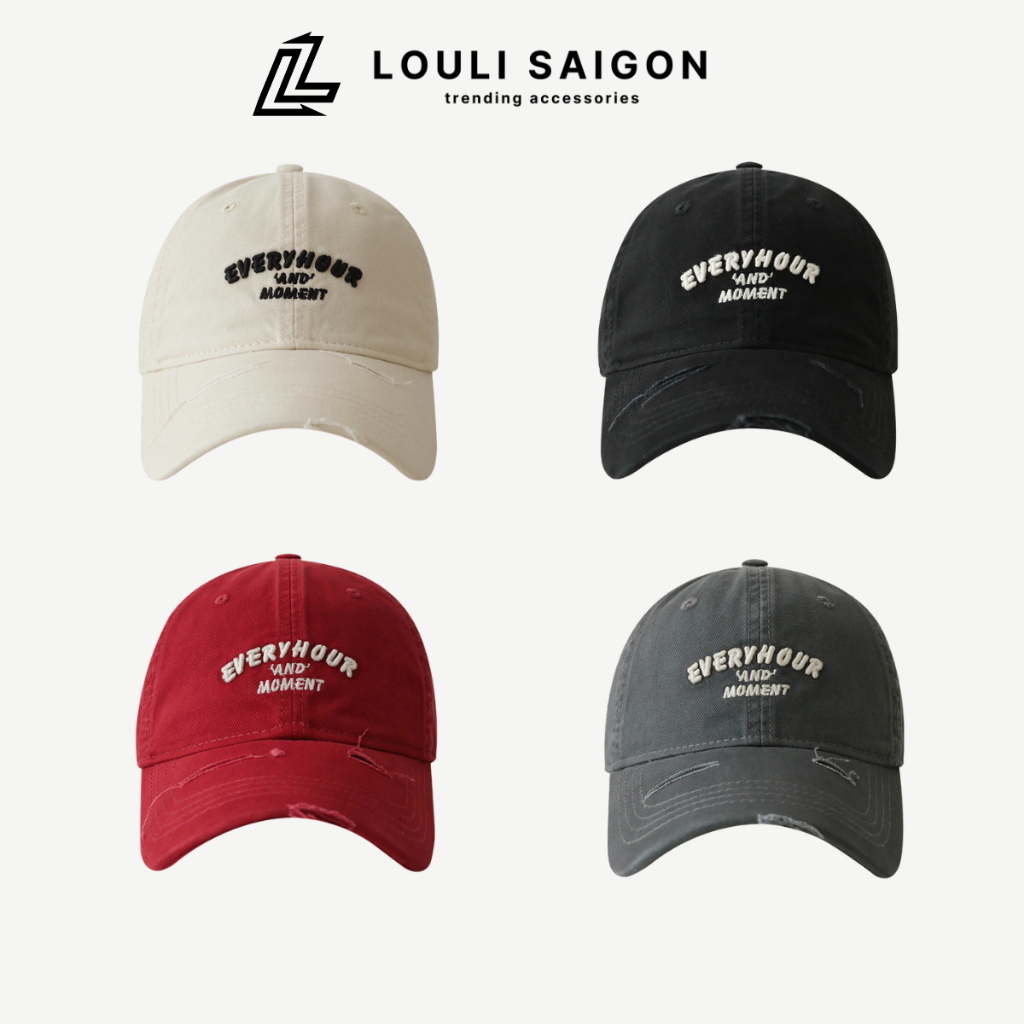 Mũ lưỡi trai nam nữ LOULI SAIGON form mềm cá tính, nón lưỡi trai EVERY HOUR vải kaki cao cấp thời trang Hàn Quốc M72
