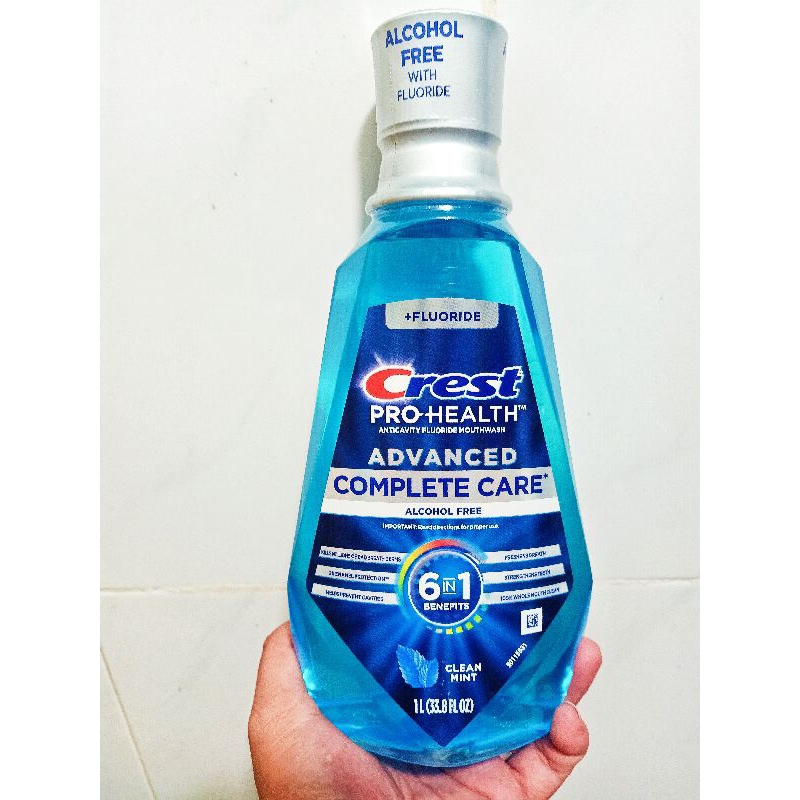 Nước Súc Miệng Crest 6in1 Và  Nước Súc Miệng Crest Clean Mint. Loại Chai 1Lit. HSD 6/28