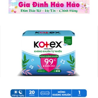 Băng vệ sinh BVS Kotex Hằng ngày Kháng khuẩn Hương tự nhiên - Gói 20 miếng