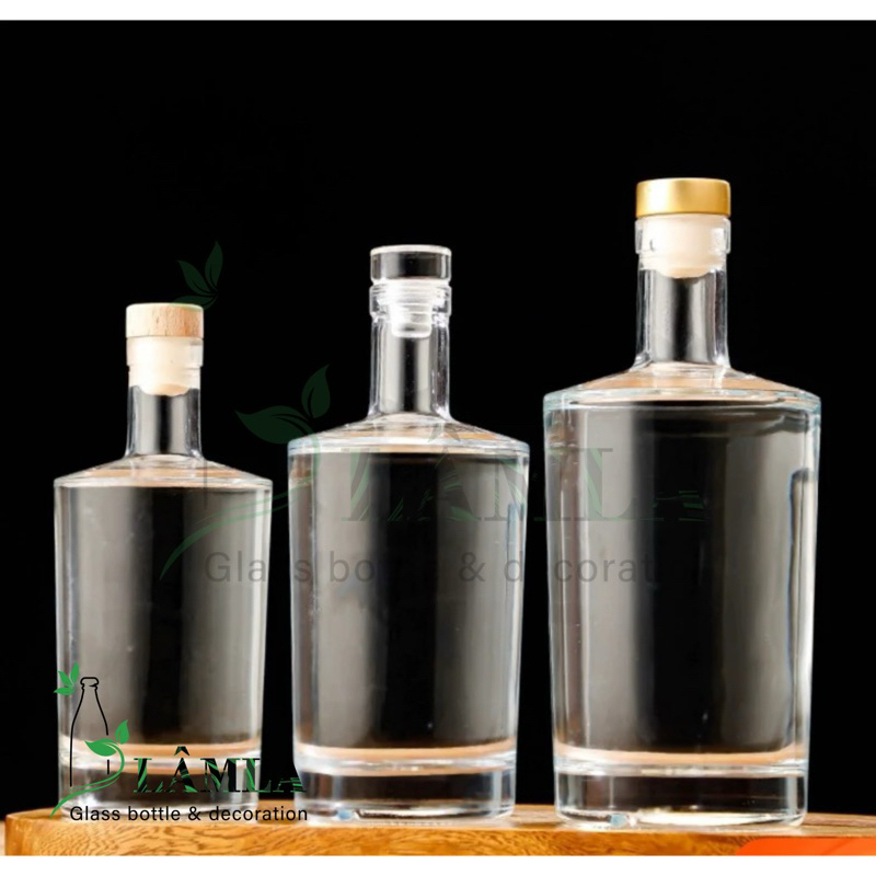 Chai Thuỷ Tinh Bình Thuỷ Tinh Đựng Rượuu Tròn Vát Cao Cấp