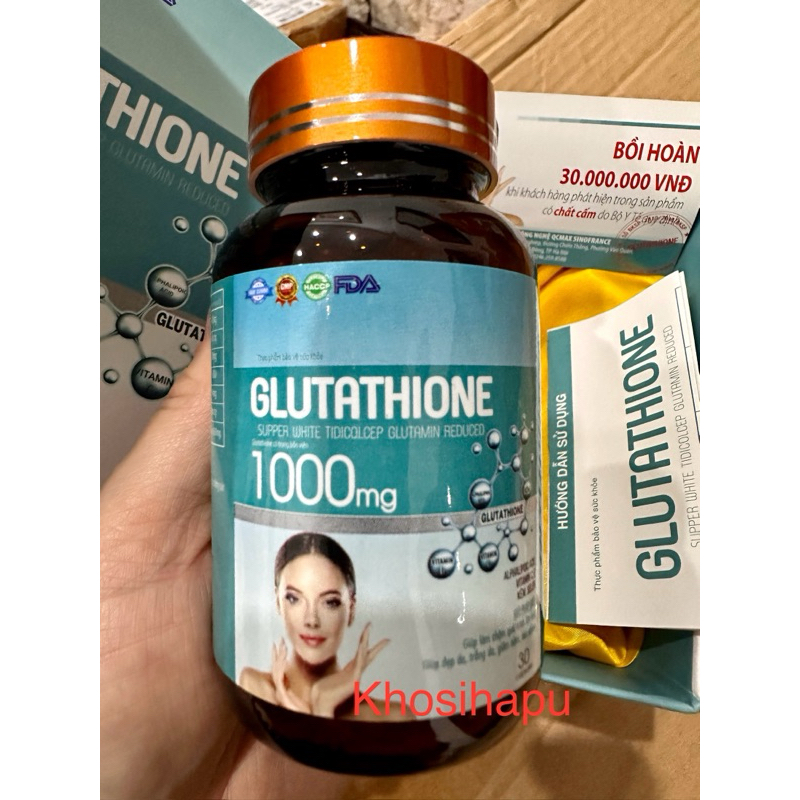 Viên uống Glutathione 1000mg hỗ trợ trắng da, đẹp da, giảm nám tốt cho phụ nữ 30 viên chính hãng