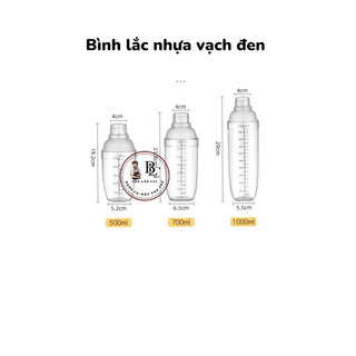 Shaker ( lắc nhựa) 360ml có chia vạch định mức sắc nét tiện lợi trong pha chế