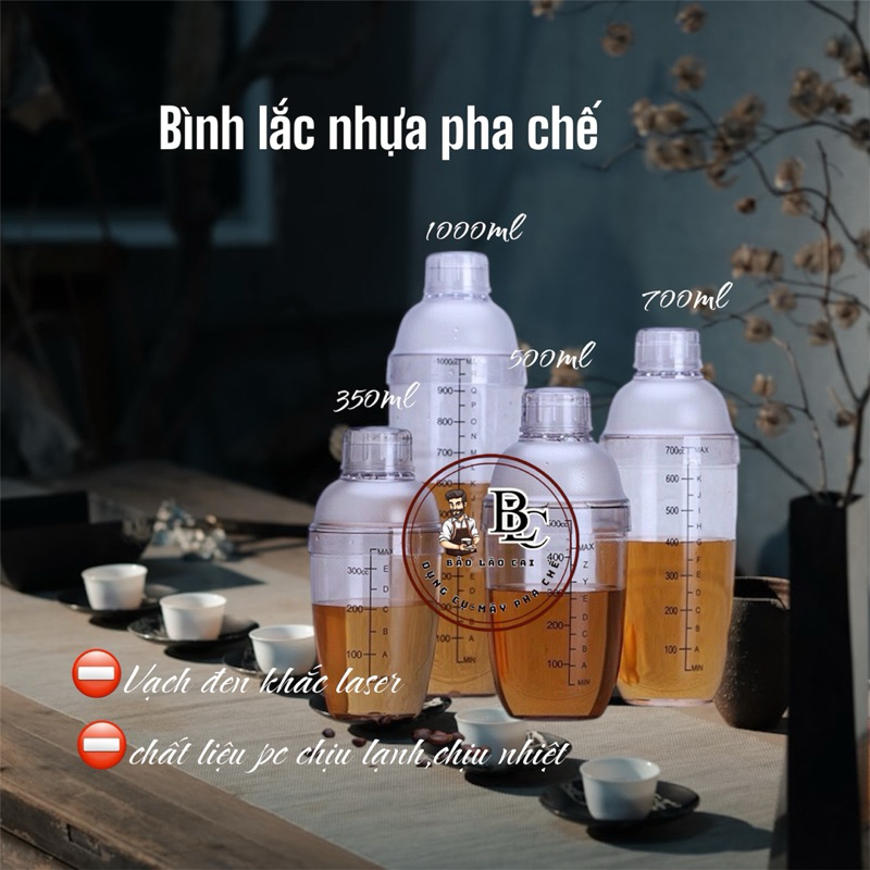 Shaker ( lắc nhựa) 360ml có chia vạch định mức sắc nét tiện lợi trong pha chế
