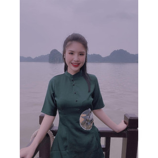 Set Đồ Lam Đi Chùa Thêu Vải Lụa SATIN tay ngắn-SÍN STORE-L10