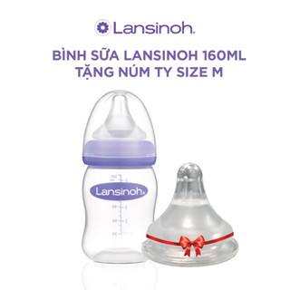 Bình sữa Cổ Rộng Cho Bé Lansinoh Dung Tích 160ml + Núm Ty size M