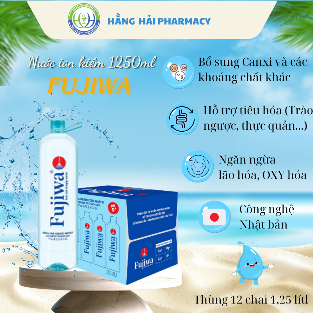 Nước ion kiềm Fujiwa 1250ml Thùng 12 chai