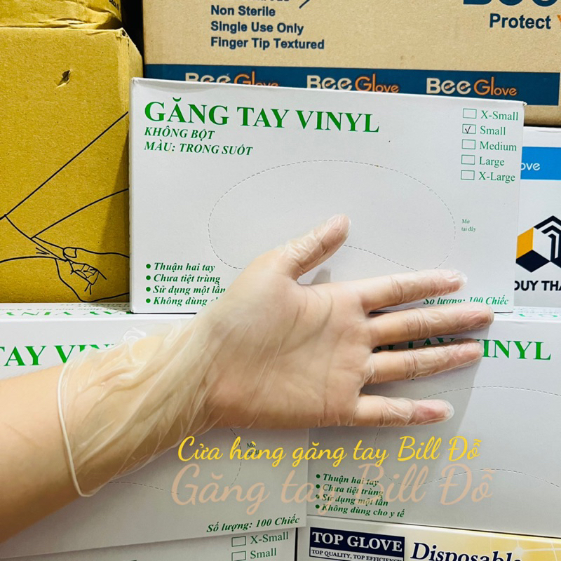 Hộp 100 Cái Găng Tay Vinyl Trong Suốt Không Bột TOPGLOVE DISPOSABLE GLOVES CHÍNH HÃNG Thực Phẩm,Spa