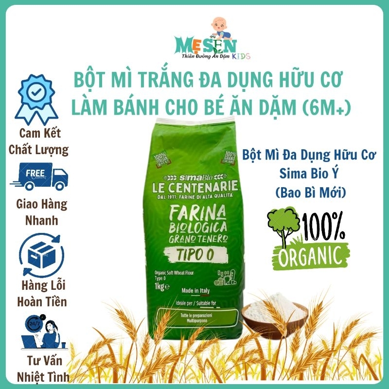Bột mì trắng hữu cơ Sima Bio làm bánh cho bé 1kg